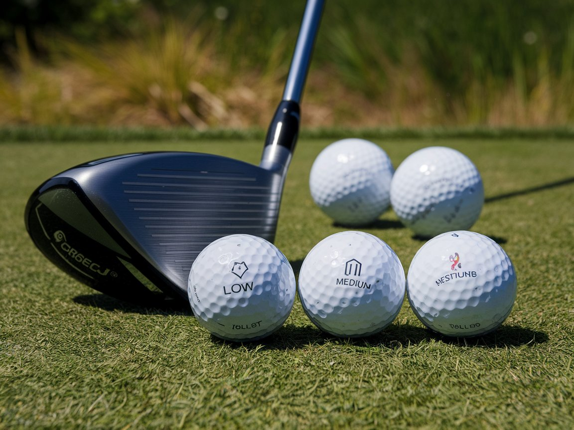 An engaging image that visually represents different types of golf balls lined up next to driver clubs.